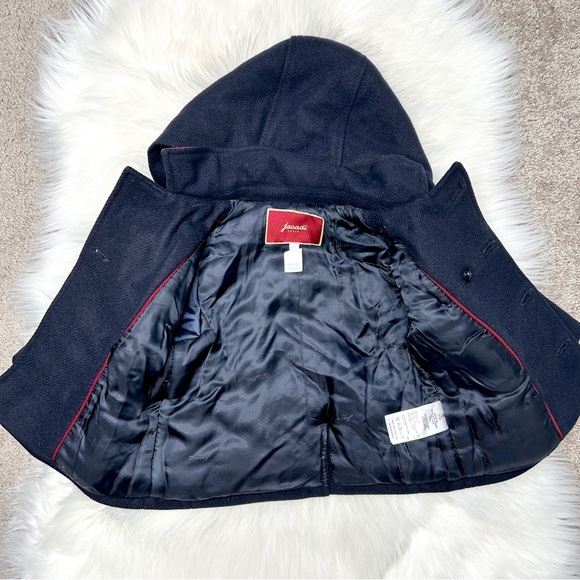 JACADI PARIS Navy Blue Wool Blend Hooded Baby Winter Coat Size 12 Months - Picture 2 of 10
